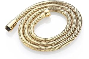 XCEL HOME Tubo flessibile per doccia a mano in acciaio inox dorato, 1,2 m, durevole, resistente alla corrosione, con lussuosa finitura dorata per un elegante aggiornamento del bagno