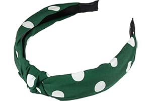 VOCOSTE Polka Dot Headband, Knot Elastic Knotted Headband for Women, Green