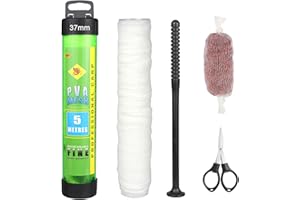 Nelxsene 5m Borsa PVA Carpa Pesca Lotto,Set Di Pesca in Borsa PVA,con Forbici, Imbuto E Asta Di Riempimento Esche, 18/25/37/44 mm Idrrosolubile Veloce pesca Borse Rete Bait