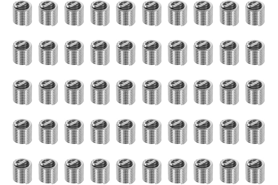 PATIKIL Wire Thread Inserts M6x1 Metric 2D 12mm, 50Pcs 304 Stainless Steel Helical Coiled Wire Screw Threaded Sleeve Sheath for Mechanical Equipment Automotive Repairs