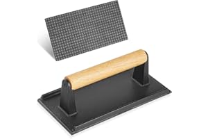 VNIERXFUL Smash - Pressa per hamburger, in ghisa, con manico resistente al calore, accessorio professionale per barbecue per barbecue e hamburger