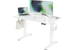 ‎CLAIKS Claiks Schreibtisch Höhenverstellbar Elektrisch, Höhenverstellbarer Schreibtisch 120x60 cm, Standing Height Adjustable Desk, Weiß Gestell/Weiß Oberfläche