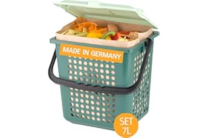bioMat Airbox Cubo de Basura Orgánica para Cocina, Incl. Bolsas de Papel Compostables de 7 litros (80 Bolsas), Reduce los Olores, Fabricado en Alemania