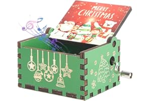 Huifengjie Hölzerne Spieluhr, Happy Christmas Handkurbel Spieluhren, Antike Geschnitzte Vintage-Design, Holz Musik Box für Geburtstags, Valentinstag, Jahrestag, Weihnachten Geschenk