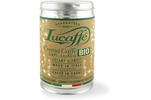 LUCAFFÉ Lucaffè - Barattolo Caffè in Grani Crema Caffè Bio 250 Gr | Caffè in Chicchi Interi da macinare per Espresso | Tostatura Media | Gusto Dolce e Cremoso | Aroma Intenso e Avvolgente | Fair Trade