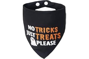 ICEMOOD Halloween Dog Bandanas with Saying - No Tricks Just Treats - Holiday Cat Triangle Neck Scarf, Costume Pet Accessories, Small and Medium Breed, 5-30lbs