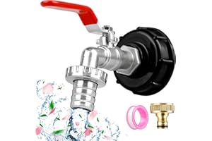 Niaetuto Robinet Cuve 1000l,3/4" Adaptateur de Réservoir en Alliage d'aluminium,Raccord Cuve 1000 Litres,Robinet de Jardin avec Adaptateur en Laiton,S60X6 IBC Robinet Cuve pour Robinet de Jardin