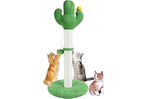 MIDOUAUTOUK Cat Scratching Post Cactus, Cat Scratcher for Kitten and Adult Cats, Durable Tall Cactus Cat Scratch Sisal Indoor with Interaction Ball for Kitten Rest Grinde Claws 12.5 * 12.5 * 28.3in