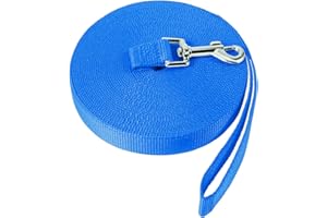NavoX Laisse de dressage pour chien de 15 m, longue laisse de dressage en nylon pour rappel d'animaux de compagnie, randonnée, camping, chasse, jardin, bleu