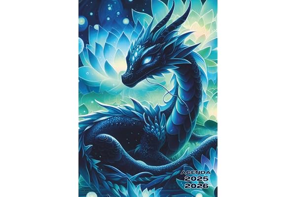 Agenda Scolaire Dragon: Un Jour par Page, Journalier | 12x17 cm, Format Standard | Organisateur, Planificateur Scolaire, Collège, 6eme, 5eme, 4eme, ... Animé, Manga, Fleur de lotus Fantasy