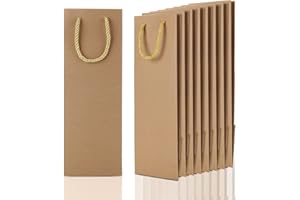AKOLAFE 30 Stück Flaschen Geschenktüten Kraftpapier Flaschentüten Verpackung Weintüte mit Henkel Weintaschen Weinflaschen Tüten für Weihnachten, Hochzeit, Fest, Geburtstag (Braun)