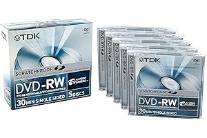 TDK DVD-RW 8cm for Video Camera Single-sided 30 Minutes Ref DVD-RW14SPEB5 [Pack 5]