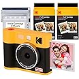 KODAK Mini Shot 3 ERA 4PASS 2-in-1 Instant Camera and Photo Printer (3x3 inches), Initial 8 Sheets + 60 Sheet Pack Bundle, Yellow