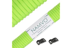 Namvo 550 Paracord Mil Spec Type III 7 strand parachute cord Total Length 100ft/30 Meters Solid Color