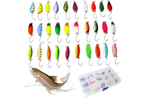 MOLBORY 30 sztuk przynęt na pstrąga – wysokiej jakości przynęty na pstrągi, 2,5 g, 3 g, 3,5 g, zestaw sztucznych przynęt na pstrągi, z pudełkiem do przechowywania, zestaw przynęt wędkarskich do wędkowania