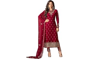 JIVRAJ FASHION Anarkali Designer Indisch Pakistanisch Outfit Palazzo Style Kameez Seide mit Stickerei Chiffon Dupatta Salwar Kameez