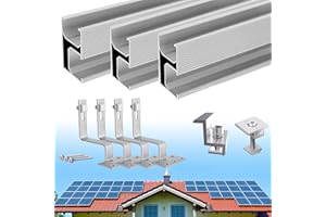 Warmfay Solar Halterung Ziegeldach Montageset, Erweitert Photovoltaik Montageschiene Dachhaken Solarpanel Halterung für 2 Module, Alu Solarmodul Halterung Ziegeldach Anwendbar Solarmodule Dick 30-35mm