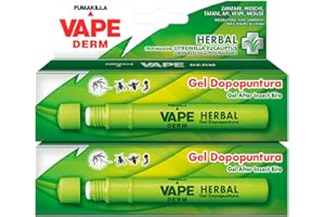EUROCALI 2x Vape Derm Herbal Stick Gel Dopo Puntura Insetti Zanzare Tafani Api Vespe Meduse alla Citronella e Eucalipto Lenitivo Dermatologicamente Testato