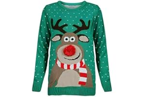 LUXE DIVA Kids Unisex Knitted Rudolph Christmas Jumper