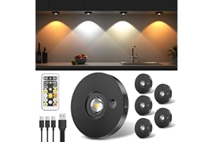 Feliigo USB Aufladbar LED Spots Akku,Unterbauleuchte, LED Schrankbeleuchtung mit Fernbedienung, 3 Farbtemperaturen LED Unterbauleuchte, Kabellos Vitrinenbeleuchtung LED mit Timing Funktion(6er Pack)