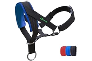 ILEPARK Dog Head Collar with Padded Fabric, Head Harness for Dogs, Anti pulling Head Halter Collar, Adjustable and Easily Control (L,Blue)