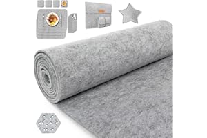 Votoko Rouleau de Feutre, 30 cm x 300 cm x 3 mm Tissu en Feutre, Feutrine au Mètre, Feutrine Rouleau Doublure de Boîte à Bijoux DIY Sacs en Feutre Cousus, Sac de Crayon, Tapis de Table, Gris Clair