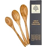 Demy Craft El Yapımı Zeytin Ağacı Mutfak Seti &ndash; 3 Par&ccedil;a Tahta Kaşık | Doğal Ahşap | 30 cm