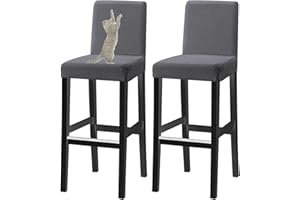 HACLEN Coprisgabelli Da Bar Jacquard Con Schienale Antigraffio Per Gatti, Coprisedie Elasticizzati Per Sgabelli Da Pub Coprisgabelli Morbidi Lavabili (Grigio scuro,Set di 2)