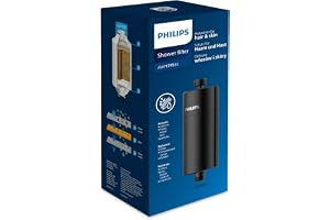 Philips Water AWP1775 in-Line Shower Filter and 1 Replacement Cartridge, 50 000 L Filtration Capacity, Black, Reduces Chlorine by up to 99%, Easy to Install, fits All Standard Hoses and taps