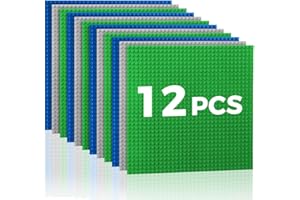 Lekebaby Classic Baseplates Building Base Plates for Building Bricks,10" x 10" Baseplates 100% Compatible with Major Brands,Pack of 12,Green/Blue/Grey