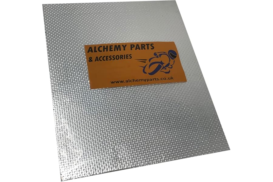 Alchemy Parts Motorcycle Heat Shield Sheet Stick On Self Adhesive for Exhaust Engine Motor Motorbike Race Bike Car Reflective Heat Deflector Protection (Single Sheet 40cm x 33cm)
