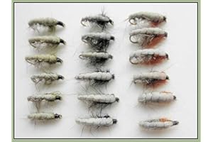 TROUTFLIES UK LURE FLIES Czech Nymph Trout Flies, 18 Pack, Olive, Black & Brown, Also good for Grayling, Mixed 10/12