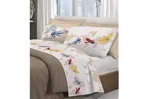 IL GRUPPONE PASSIONE CASA IlGruppone Completo Letto con Stampa Fotografica 100% Cotone 3 Misure parure Linea Aerei - Rosso - Singolo