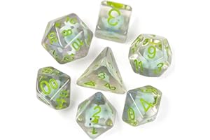 cusdie 7-Die DND Dice, Polyhedral Dice Set Filled with Animal, for Role Playing Game Dungeons and Dragons D&D Dice (Dinosaur)