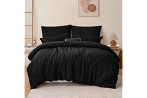 RUIKASI Funda Nordica Cama 180 - Juego de Funda Edredon 240x260, con 2 Fundas Almohadas 50x75 cm, Microfibra, Suave y Transpirable, Negro
