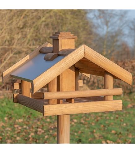 Deko-Shop-Hannusch Vogelhaus Mit Ständer – Massivholz, Wahlweise Solarlicht