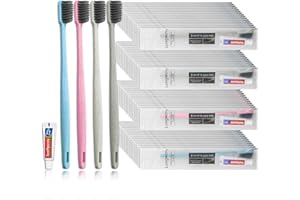 LOMGWUMY Spazzolino Monouso, Hotel Toothrush, Spazzolino Monouso E Dentifricio, 4 Colori, Confezionato Singolarmente, Delicato E Pratico, Adatto Per Hotel, Casa, Viaggi, Campeggio (pack-20)