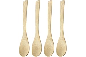 XIASHENG 4 Pezzi Cucchiaio Legno Cucina, 16 cm, Bambù, Fatto a Mano, Multiuso