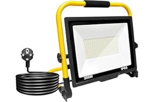MAGIC SELECT Reflektor Budowlany 200W, Reflektor Roboczy 266LED, 20000lm, IP65 wodoszczelny, lampa robocza, kabel 3, reflektor LED z wtyczką, 6000K, reflektor roboczy do warsztatu, na plac budowy, do garażu