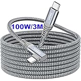 Siwket USB C to USB C Cable 90 Degree [3M] 20V5A/100W Type C PD Fast Charging Cable Braided Compatible for MacBook Pro,MacBoo