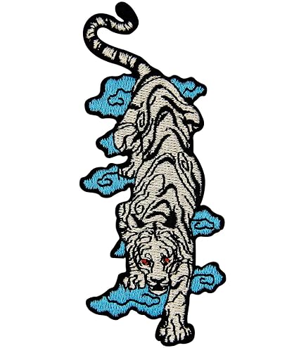 Marchio di testa di lupo animale termoadesivi su toppe con testa di tigre per vesti Applicazione con motivo patch ricamata da cucire per abbigliamento  15