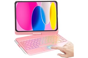 MMK Clavier pour iPad 11/10ème Génération (11 Pouces A16 2025/10.9 Pouces 2022), Èclairage Coloré à 7 Couleurs & Réveil/Veille Automatique, Smart Trackpad avec Porte-Stylet, Clavier Français AZERTY