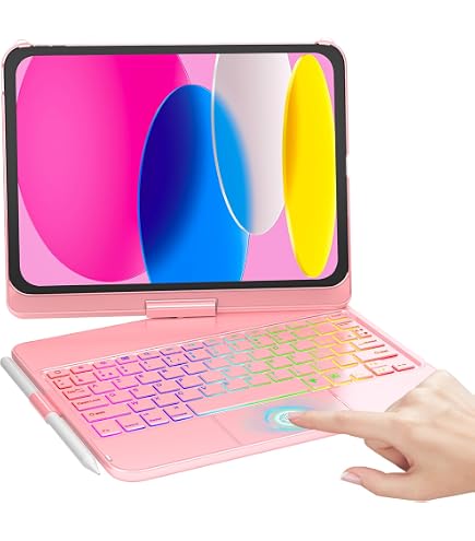 WINCHKING Toetsenbordhoes – Voor IPad A16 11e Gen (2025) & IPad 10e Gen (2022), 7 Kleuren Achtergrondverlichting, QWERTZ, Touchpad, Afneembaar