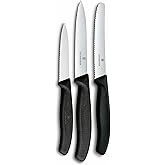 Victorinox 6.7113.34 Swiss Classic 3l&uuml; Bı&ccedil;ak Set, Siyah | Tırtıklı ekmek bı&ccedil;ağı ve sebze bı&ccedil;ağı seti, orta sivri ve meyve, se