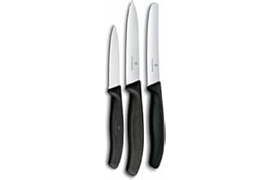 Victorinox Swiss Classic Kitchen Knife Set, 3-Piece, paring, Tomato and Breakfast, Robust Plastic Handle, Stainless Steel, Black