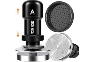 AronYada Prensador de café de 53 mm con base acanalada, doble muelle con presión de contacto de 30 libras, base de acero inoxidable 304 para portafiltros de 54 mm