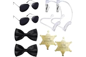 EMBHLITFE 8 Pcs Ring Security Hochzeit Sicherheitsset,Hochzeitssonnenbrille Ringträger Antrag Ringträger Geschenke,Ring Sicherheitsabzeichen für Kinder Hochzeits Requisiten Polizei FBI Cosplay
