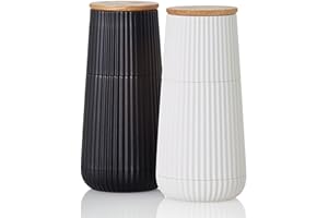 AdHoc MP150 Scape Pfeffer- und Salzmühlen Set, Relief-Design, Schwarz & Weiß, mit CeraCut® Keramikmahlwerk, stufenlos einstellbar, leicht & benutzerfreundlich, in Geschenkverpackung