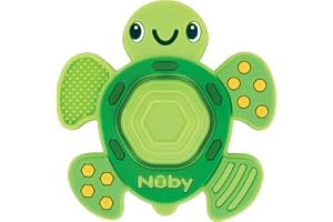Nuby Teethe N' Pop sensorisk bitring – babytandleksak – 3 månader och uppåt – sköldpadda