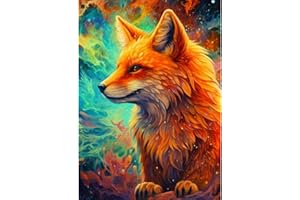 DOMROM Diamond Painting Kits for Adults, Fox Diamond Art Kits Animal Diamond Painting, 5D Full Drill Diamond Art Painting Diamond Gem Dots Art and Crafts for Home Wall Decor Gifts 12x16Inch